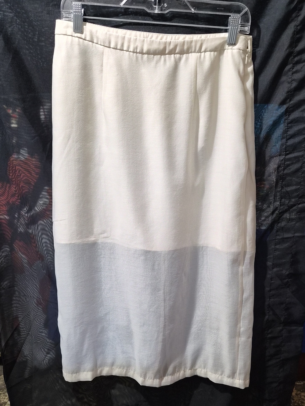 a new day Cream Two-Tone Midi Skirt with Light Panel